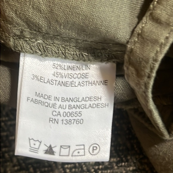 Linen blend Stretch Casual Pants in Olive Army Green sz 6 - Picture 8 of 10